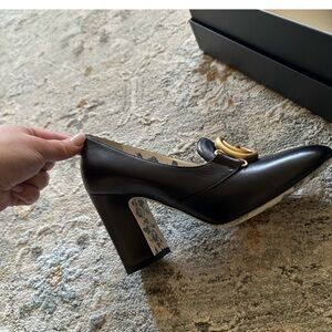 Gucci Black Heels with Gold Accent